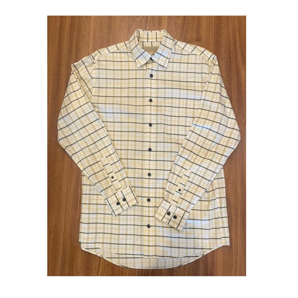 Cabela's Outfitter Series Men's Plaid Cotton Button-Up Shirt Point Collar M